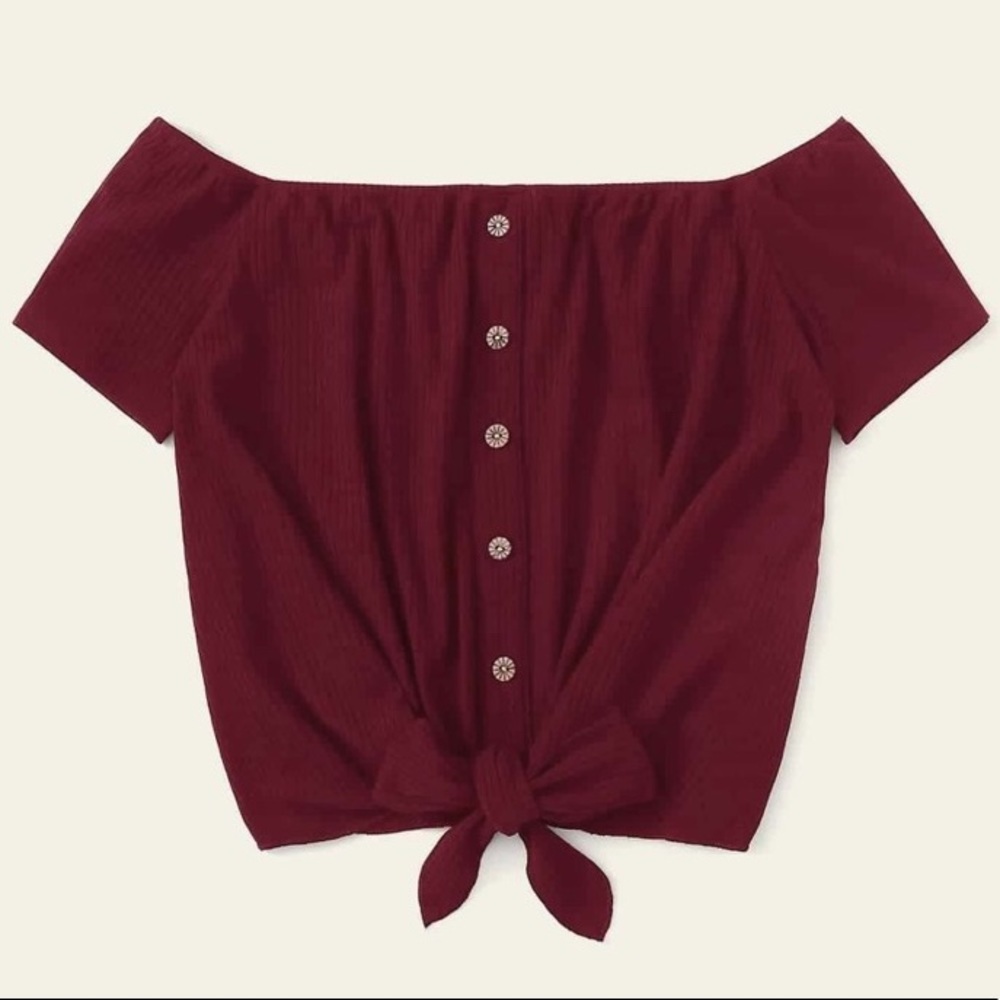 Tie Front Bardot Crop Top